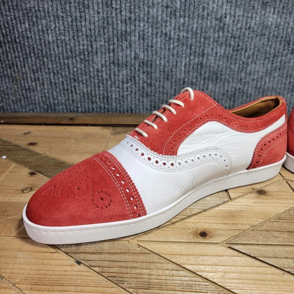 Allen Edmonds CUSTOM Strand Sneaker Mens 9 D Two Tone Red White Suede‎ Brogue